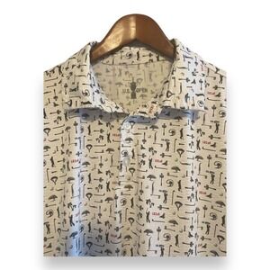 US Open 121st Torrey Pines Golf Polo Shirt Mens Large White Novelty Print